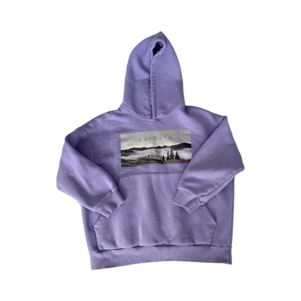 Purple hoodie made in Ukraine size 9/10 Karpatian Mountains‎ NWOT - Picture 11 of 13